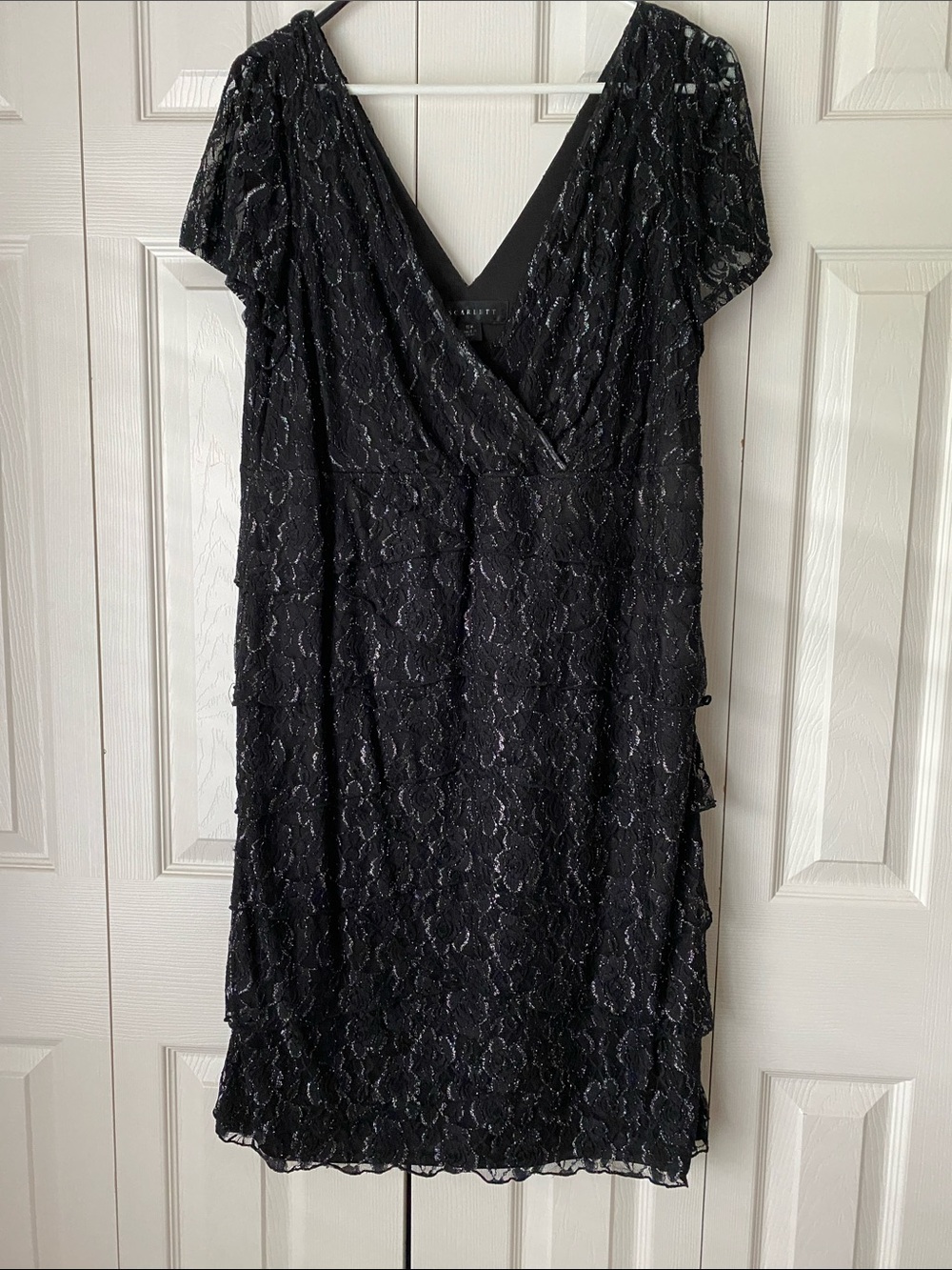 Scarlett Black Lace Wrap V-Neck Dress
